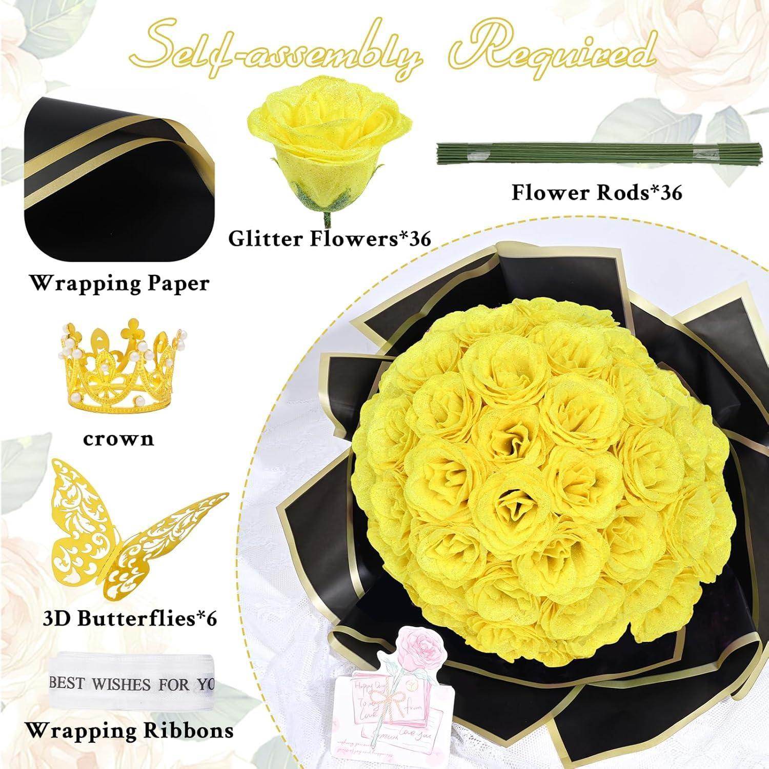 Glitter Everlasting Roses Bouquet - Unique Treasures