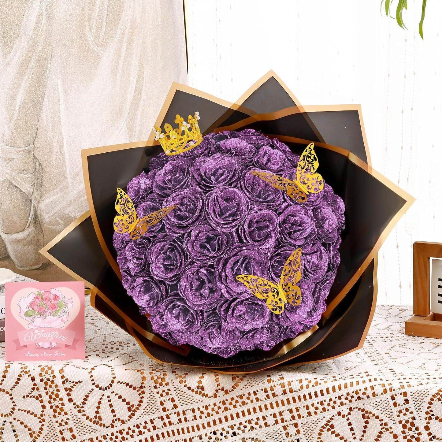 Glitter Everlasting Roses Bouquet - Unique Treasures