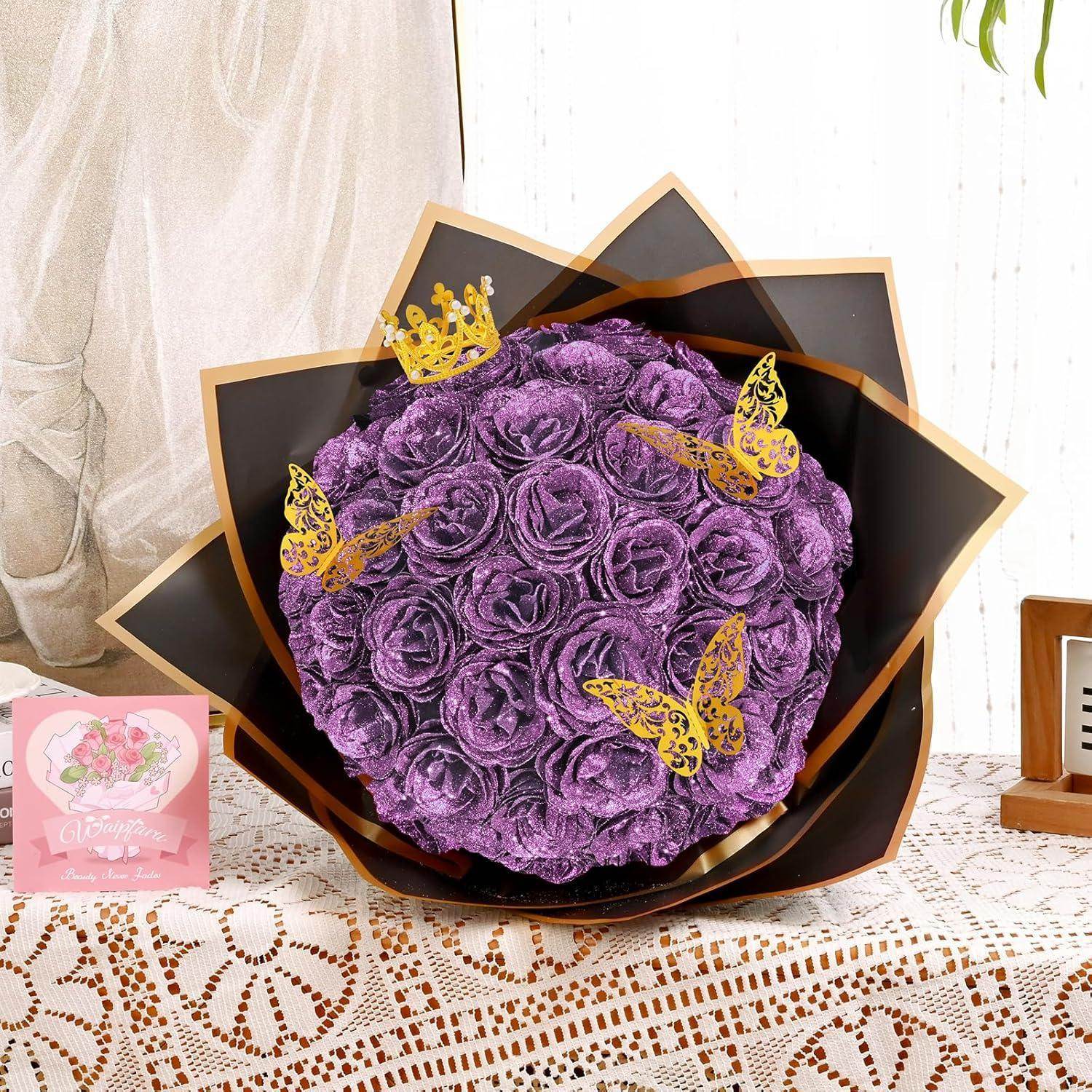 Glitter Everlasting Roses Bouquet - Unique Treasures