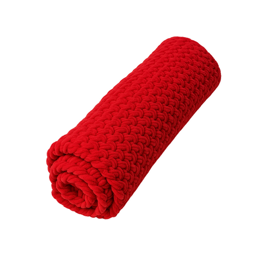 Cozy Red Hand-Knit Blanket - Unique Treasures