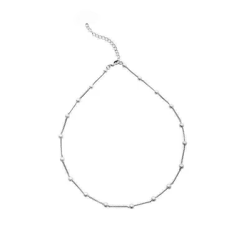 Delicate Pearl Link Choker Necklace