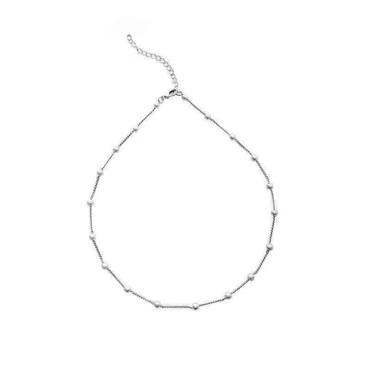 Delicate Pearl Link Choker Necklace