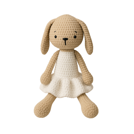 Handmade Crochet Bunny in White Dress - Unique Treasures