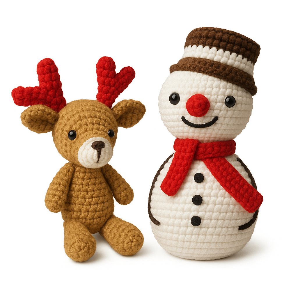 Handmade Crochet Snowman with Hat & Scarf - Unique Treasures