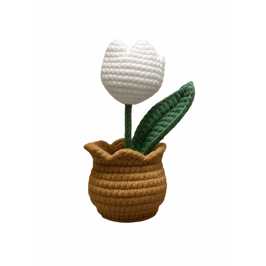 Handmade Crochet Tulip in Pot - Unique Treasures