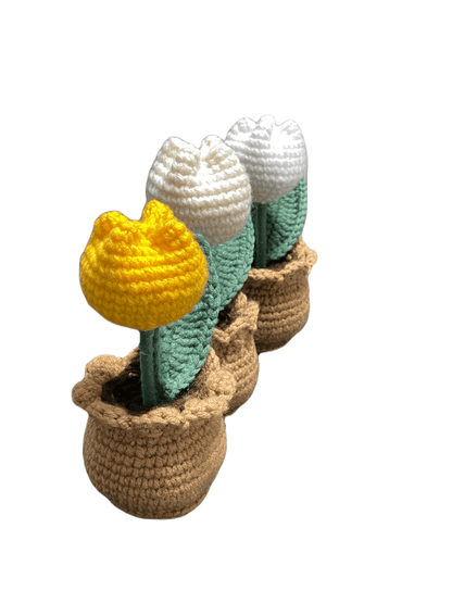 Handmade Crochet Tulip in Pot - Unique Treasures
