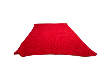 Cozy Red Hand-Knit Blanket - Unique Treasures