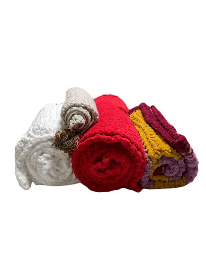 Cozy Red Hand-Knit Blanket - Unique Treasures