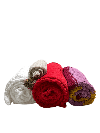 Cozy Red Hand-Knit Blanket - Unique Treasures