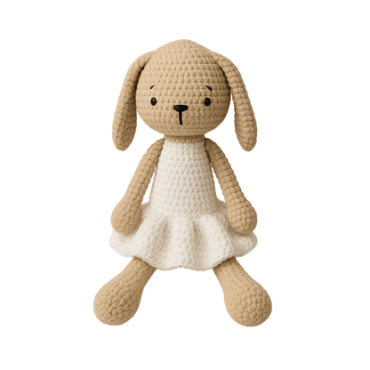Handmade Crochet Bunny in White Dress - Unique Treasures