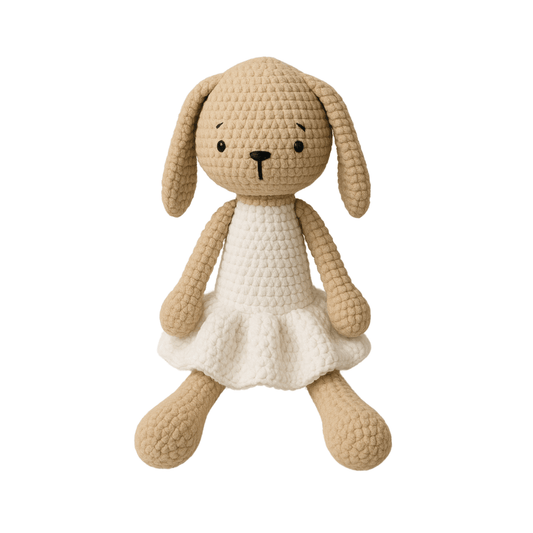 Handmade Crochet Bunny in White Dress - Unique Treasures