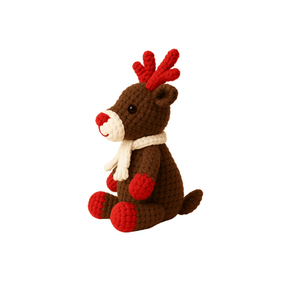 Handmade Crochet Reindeer Doll - Unique Treasures