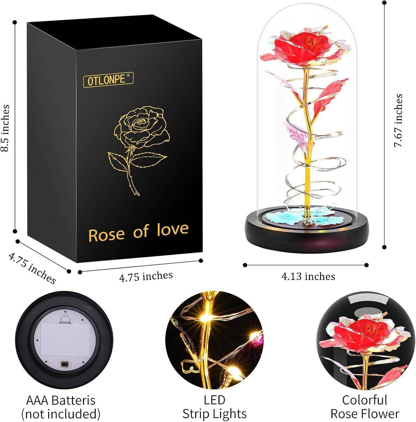 Otlonpe Handmade Glass Rose - Unique Treasures