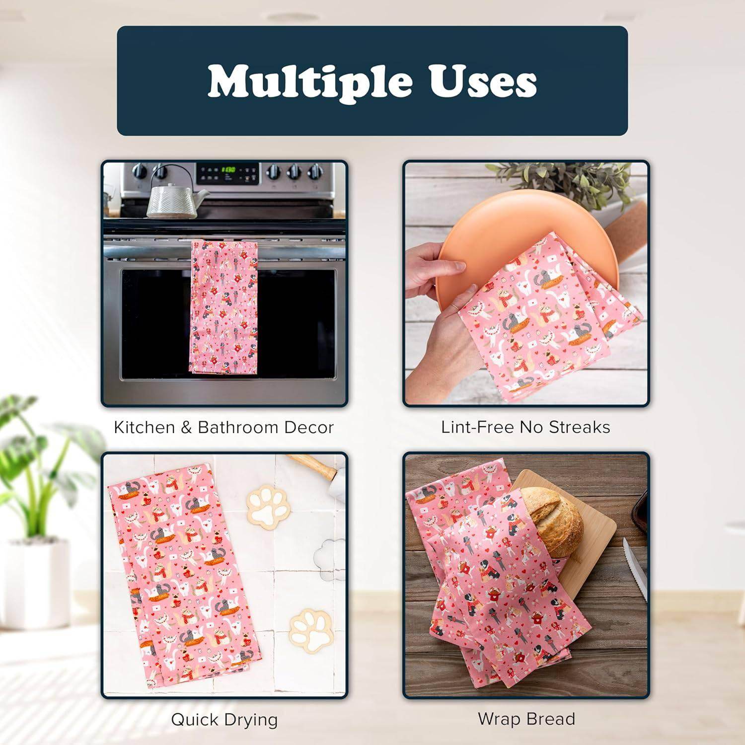 Puppington Pink Pet Kitchen Towels - Unique Treasures