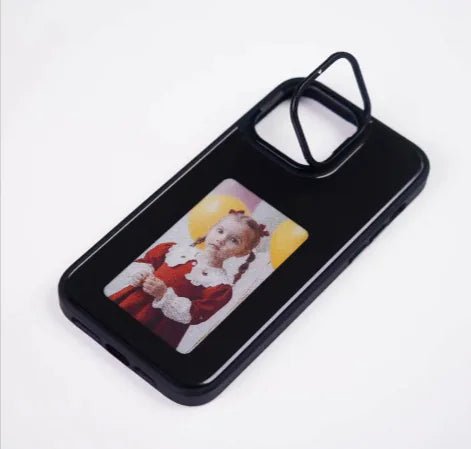 A black NFC Projection Phone Case for iPhone with a colorful projection 