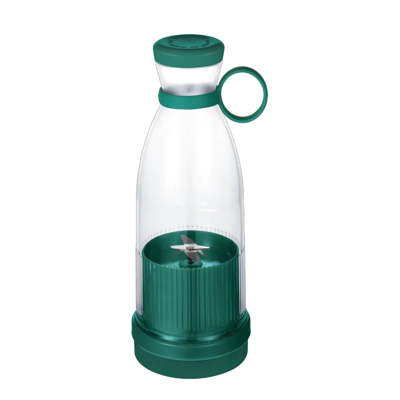 A Green portable USB blender bottle.