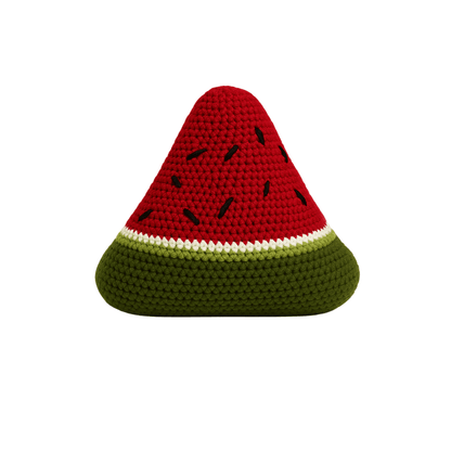 Knitted watermelon slice toy