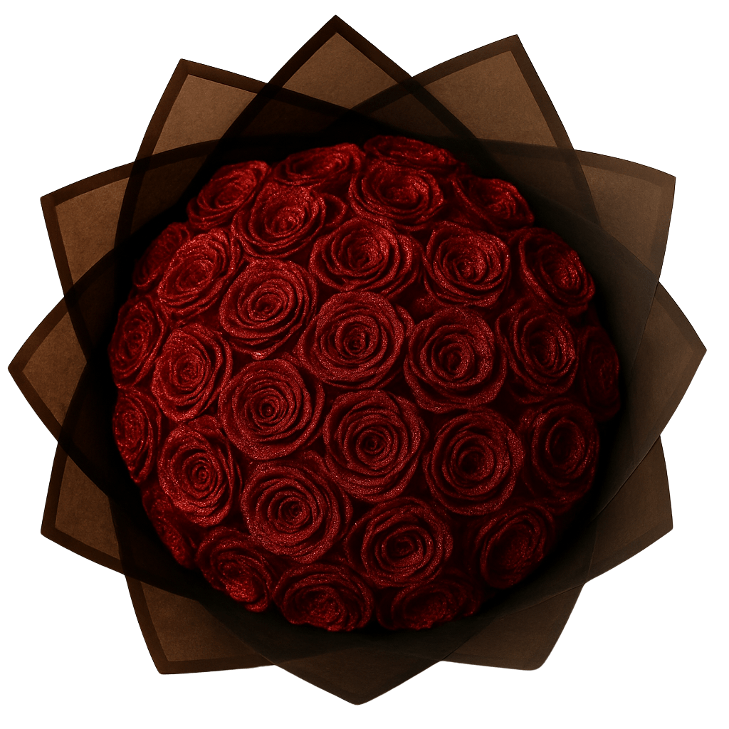 Black bouquet with Red roses
